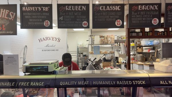 The menu is written on the blackboards above the counter