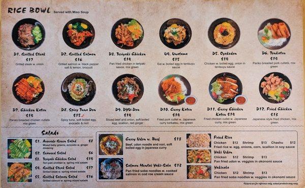 Rice bowl menu