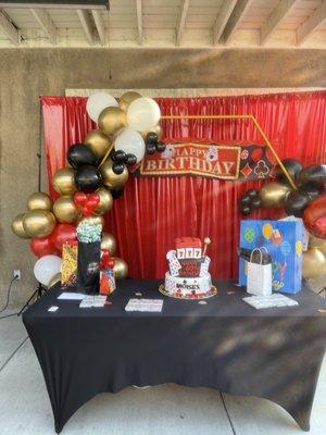 Balloon Backdrop & Cake