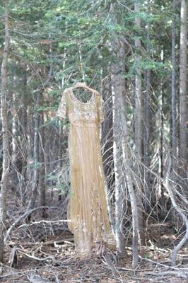 BHLDN wedding dress in the Tahoe National Forest