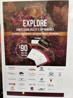 Purchase here - 
 The Wineries of Santa Clara Valley Wine Deck. Valid from 4/1/24 - 4/1/25. 
 This is an annual pass.