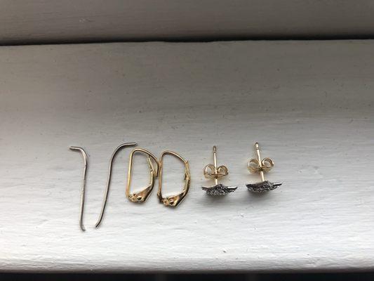 Hoops were remade into studs. They gave me back every little piece of gold- very honest!