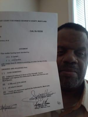 proof the 'VERDICT' is in...Judgement granted to plaintiff...that would be me.