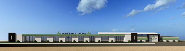 Front View render of Bon Voyage Storage for Boats and RVs after renovation in Oglesby, Illinois, near Chicago.