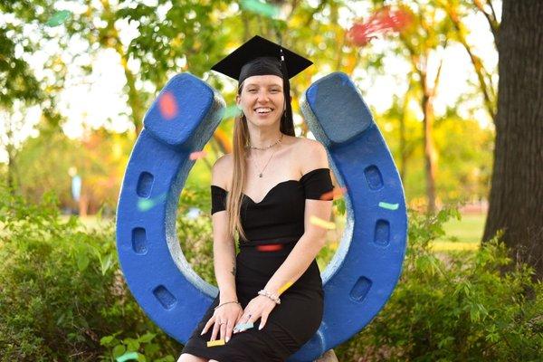 Graduation Photo in MTSU Horseshoe with Confetti