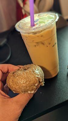 Blueberry cake donut and Vietnamese coffee