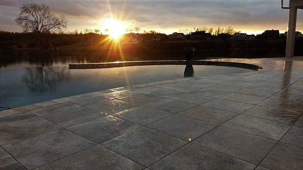 Beautiful porcelain pool deck on the Tennessee river