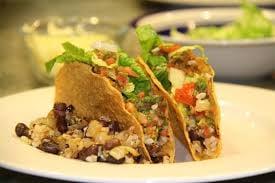 Mexican tacos filled with veggie chily con carne!