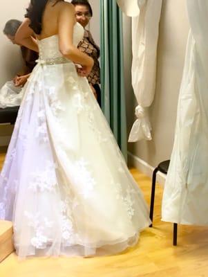 This is from Bridal Galleria. There's plenty of room in the dressing rooms. (Did not want my face included)