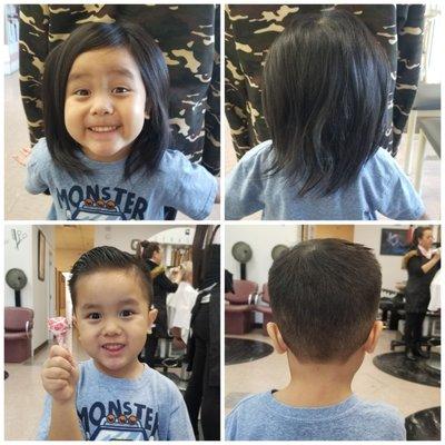 My son got his very first haircut by Lena.