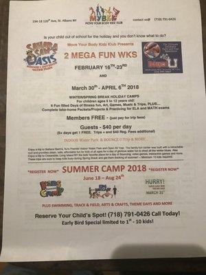 Register for School Break camps