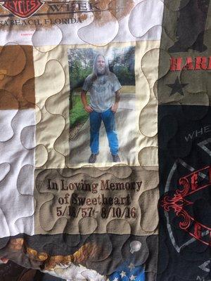 Example of Photo on Fabric and Embroidered Square