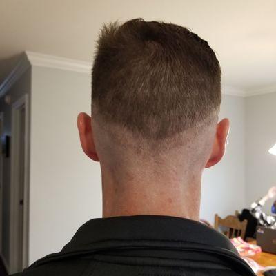 Back of my head with uneven lines and no true fade.