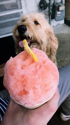 Raspberry lemonade snow cone