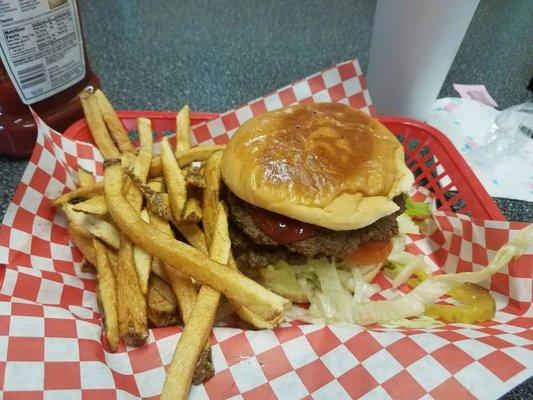 The big boy combo. Double meat burger fries and a drink.