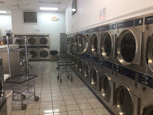 Nice and clean in here, this is the wall of dryers