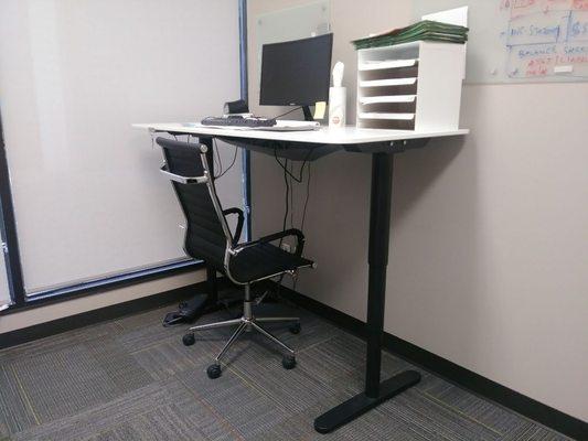 Here's a picture of a height adjusting work station and chair assembly. I also do cable cleanup and network drops.