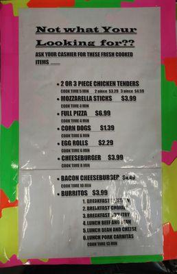 Our menu! Come and get something delicious!