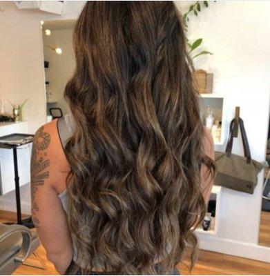 Dark brunette with sun kissed natural balayage.