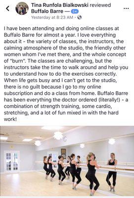 Client testimonial. Buffalobarre.com