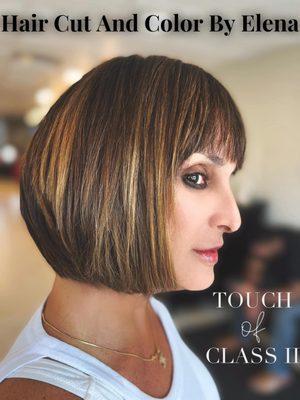 Stacked bob haircut with highlights