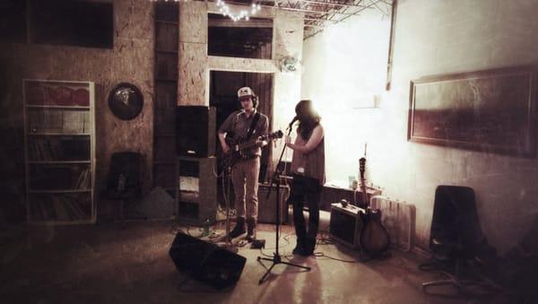 Kate & Taylor of Dead Fingers performs for a very appreciative Yelp crowd :) -