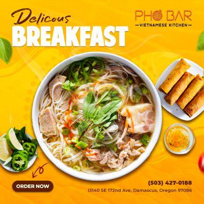 It's time to get your pho on!
Pho Bar - Vietnamese Kitchen is just a few blocks away and the perfect spot for breakfast, lunch, or dinn