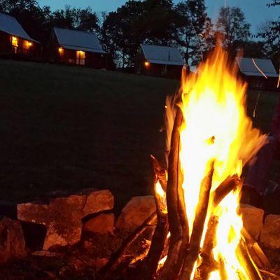 Cabins at night