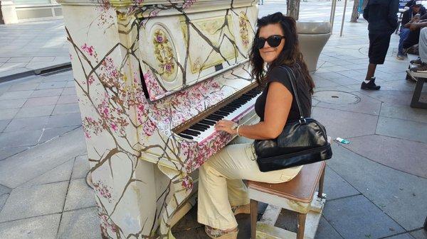 Downtown Denver Partnership "Keys to the City" 7th year- "Playing" the piano I painted. Bonus: Piano on the Denver Post Cover!