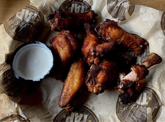 Order of chicken wings that were over cooked and burnt.