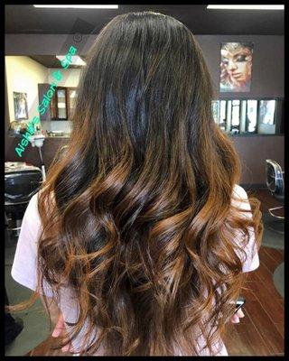 Refresh your look all Summer '18 at Aisha's Salon & Spa Here is a gorgeous Balayage and Cut & Style