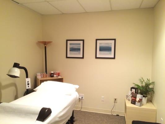 Treatment room 2. Quiet, relaxed and comfy.  All tables have heat!