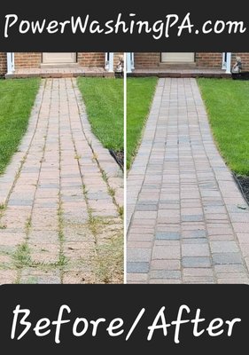 #before #after #sidewalkcleaning powerwashingpa.com/gallery #softwash #pressurewashing #harrisburg #linglestown #algaeremoval