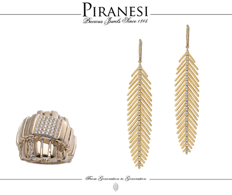 Piranesi oro collection feather earrings