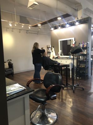 Andrea at work on a client