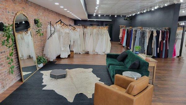 Our shop expansion is complete! We now carry non bridal formal dresses.