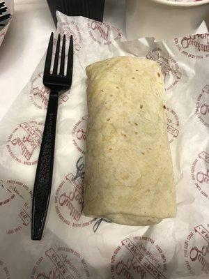 heres the size of the breakfast burrito