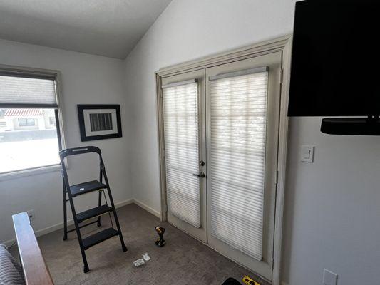 Honeycomb Shades on French Doors