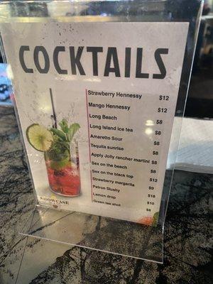 Cocktail menu