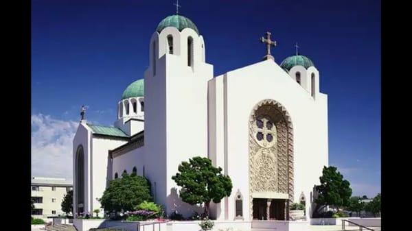 Saint Sophia Cathedral in the Byzantine quarter of West Los Angeles. Northwest corner