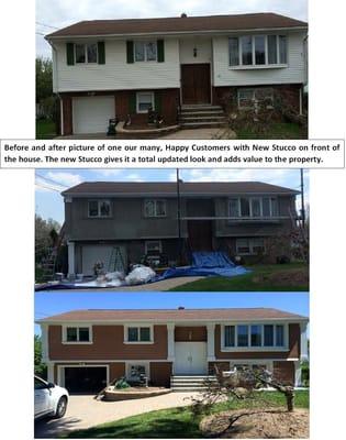 New Stucco on front of the house Before and After Pictures