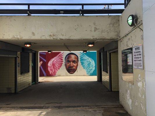 "You Know What You Should Do" Mural by Jeff Zimmermann along the entrance to Oak Street Beach.