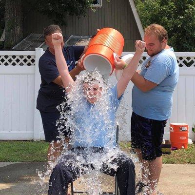 The kids met their goal to collect food for a local food pantry, so Pastor Jake was doused with ice water!