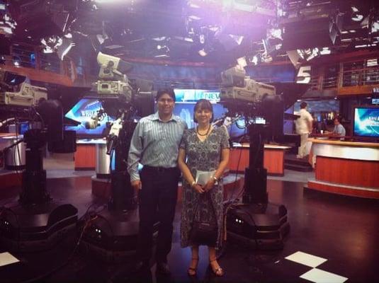 Christian Yen and Maria Guzman at the FOX 50 studios for an interview