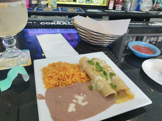 Chicken enchiladas lunch