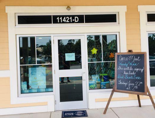 Front door and events board.