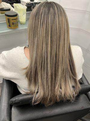 Full head highlight and blowdry