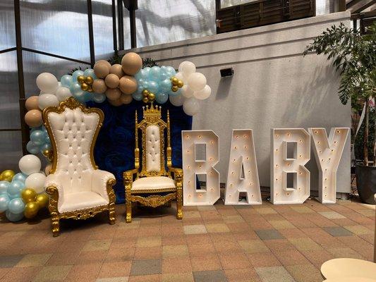 Baby shower we provided the Elegant sofa and throne chair .