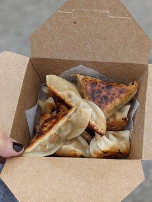 10 piece dumplings: chicken, pork, and vegan. DELICIOUS!