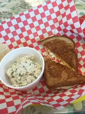 The Luke's Four Cheese Grilled Cheese sandwich and a scoop of the classic chicken salad. Made an excellent lunch!